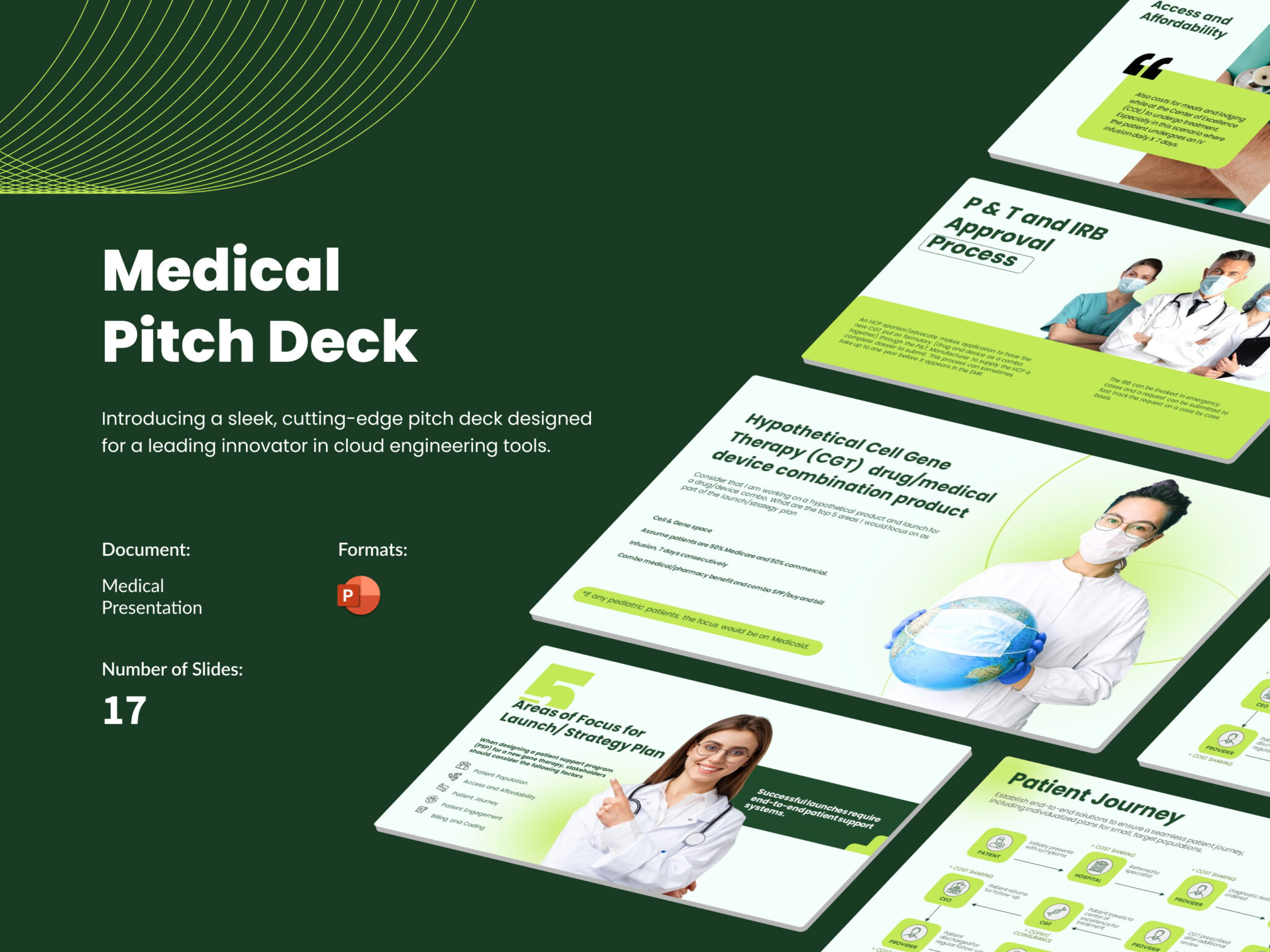 This is a cover mock up for a medical pitch deck presentation design, the purpose serve here for the showcasing the main slides for the pitch deck design